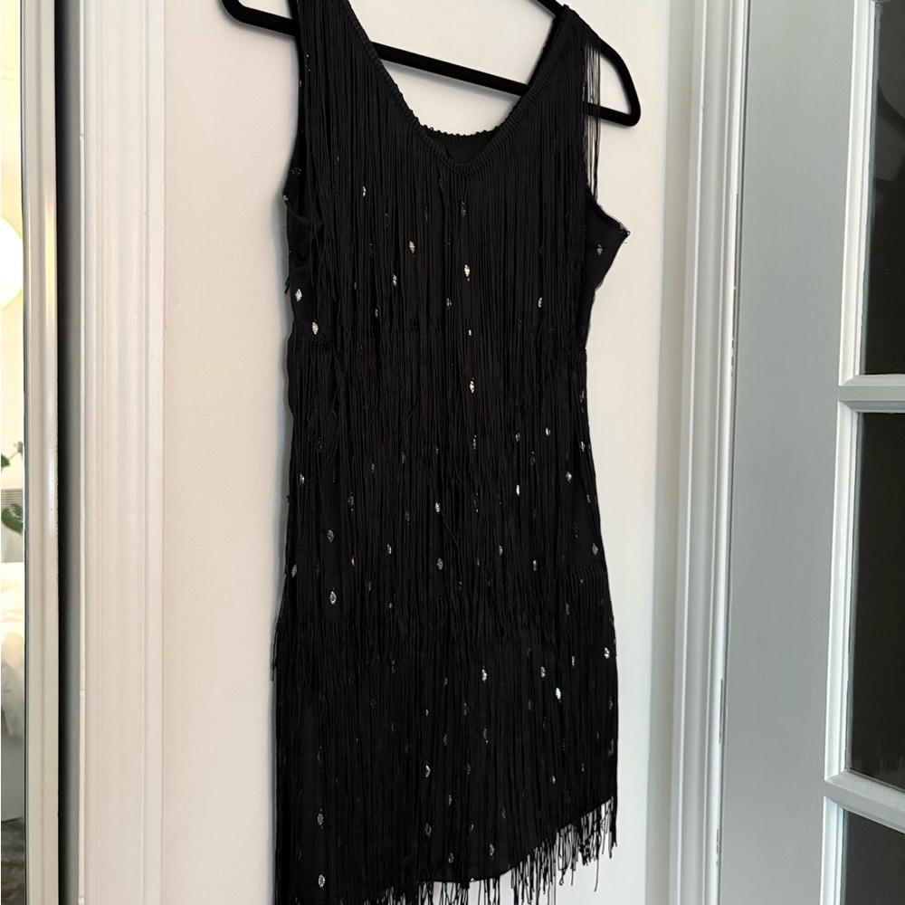 Elegant Black Fringe Dress